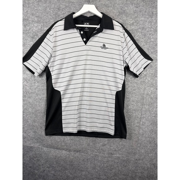 adidas Other - Adidas Golf ClimaCool Mens Medium Black White Striped Polo Shirt Conestoga Club